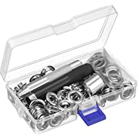 Kit de Herramienta de Ojetes- Herramienta de Montaje de Arandela y 100 Sets Ojetes de Arandelas con Caja de Almacenaje…